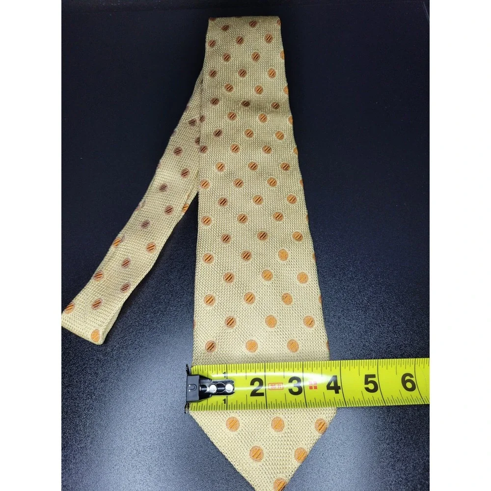 Ermenegildo Zegna Men's Necktie Gold Polka Dot Silk 3.75x58 Excellent